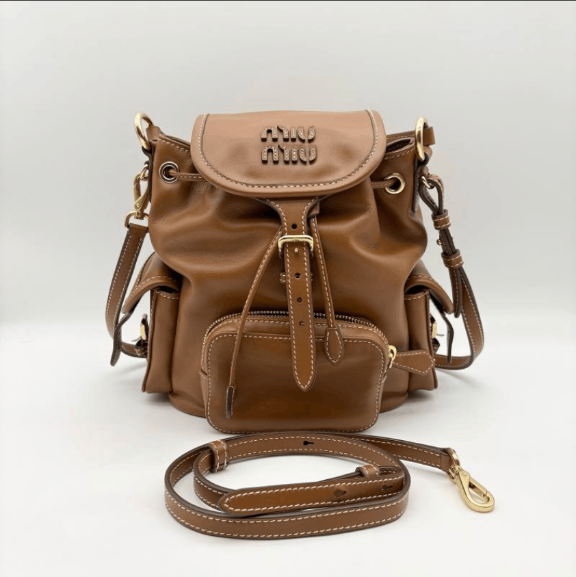 Miu Miu Miu Miu Calfskin Backpack with Engraved Logo Size ONE SIZE - 1 Thumbnail