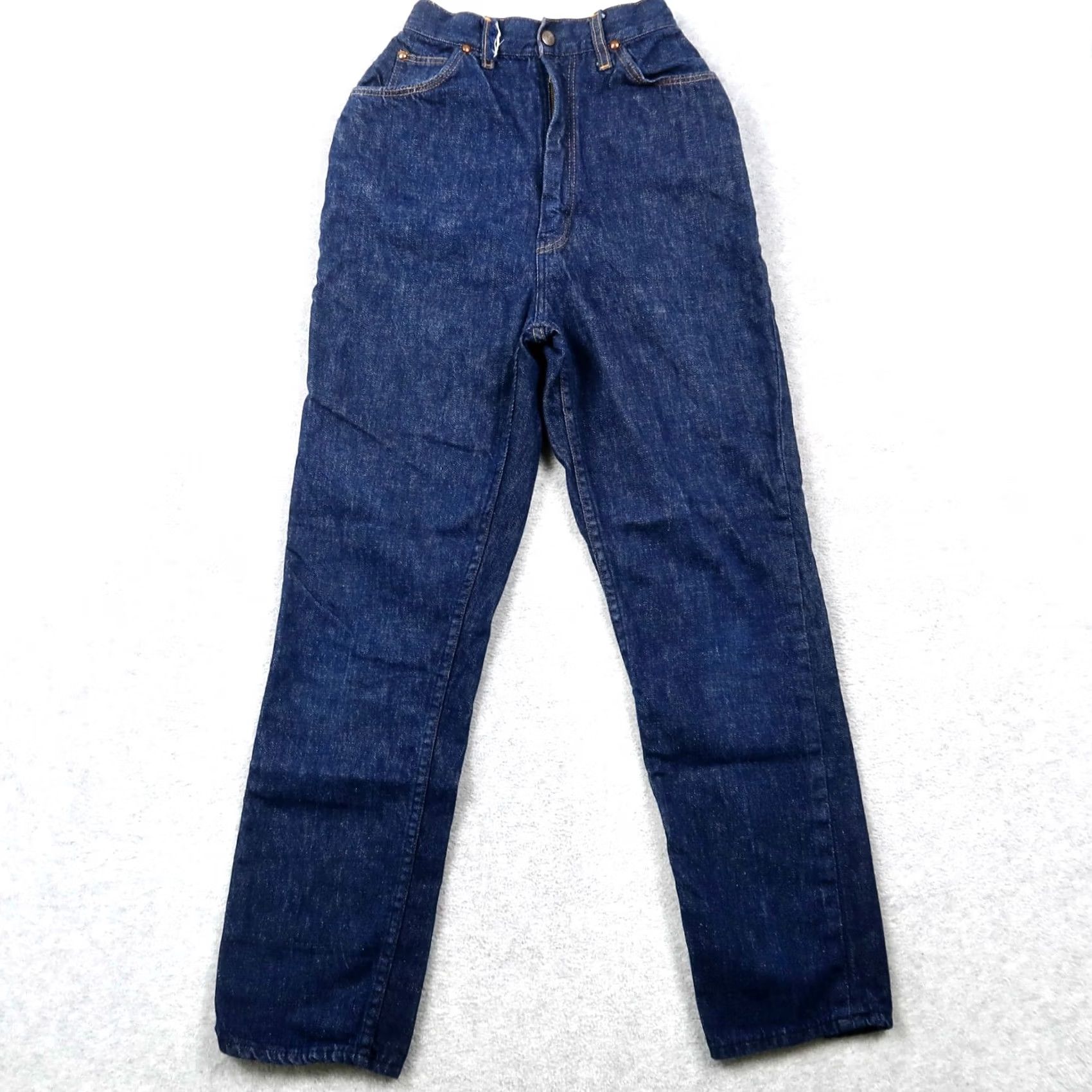 Vintage VINTAGE Denim Jeans Womens 21.5x27 Dark Wash Ranch Rodeo High Waist 5-Pocket Cowboy Southwestern 70s (S) Blue Junior? Size 28" / US 6 / IT 42 - 2 Thumbnail