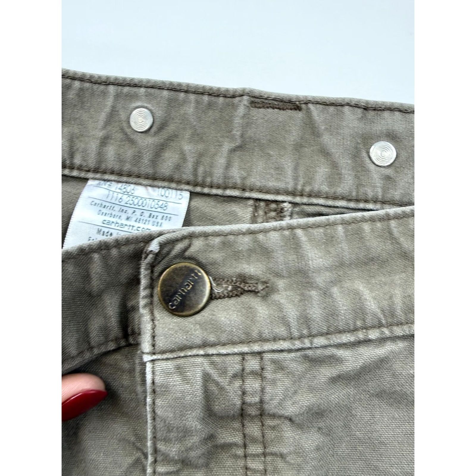 Carhartt Carhartt Pants Mens 48x28 Relaxed Fit Brown Canvas Carpenter Utility Workwear Size US 32 / EU 48 - 7 Thumbnail