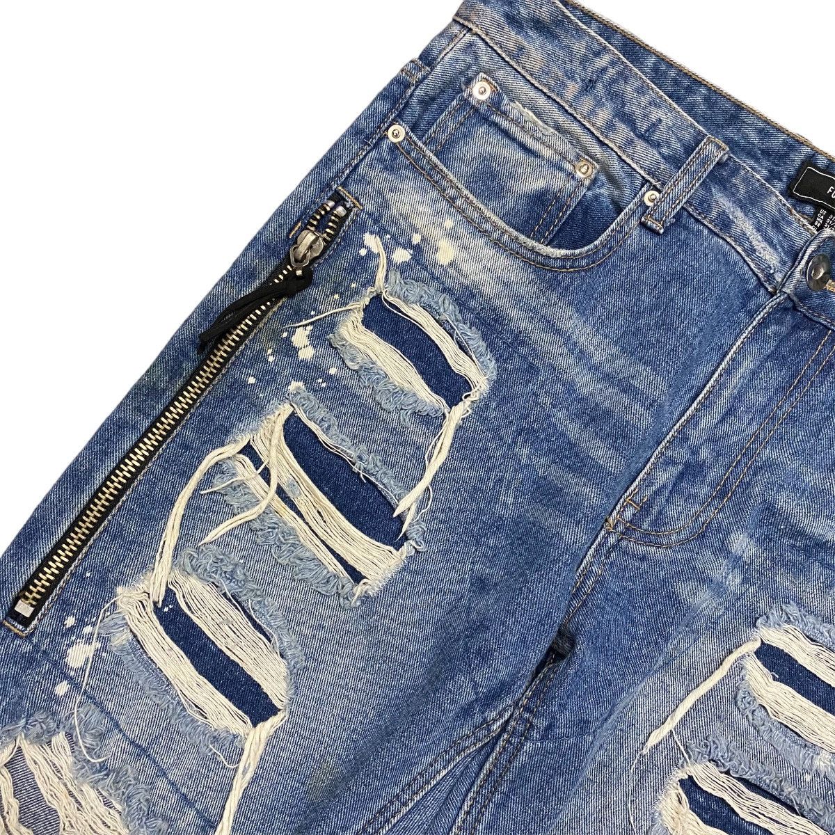 Forever 21 Distressed Denim Paint Jeans by Forever 21 Slim Fit Size US 31 - 6 Thumbnail