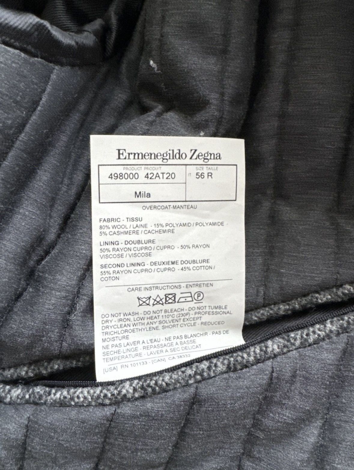 Ermenegildo Zegna Zegna Wool Grey Overcoat Size US XL / EU 56 / 4 - 5 Thumbnail