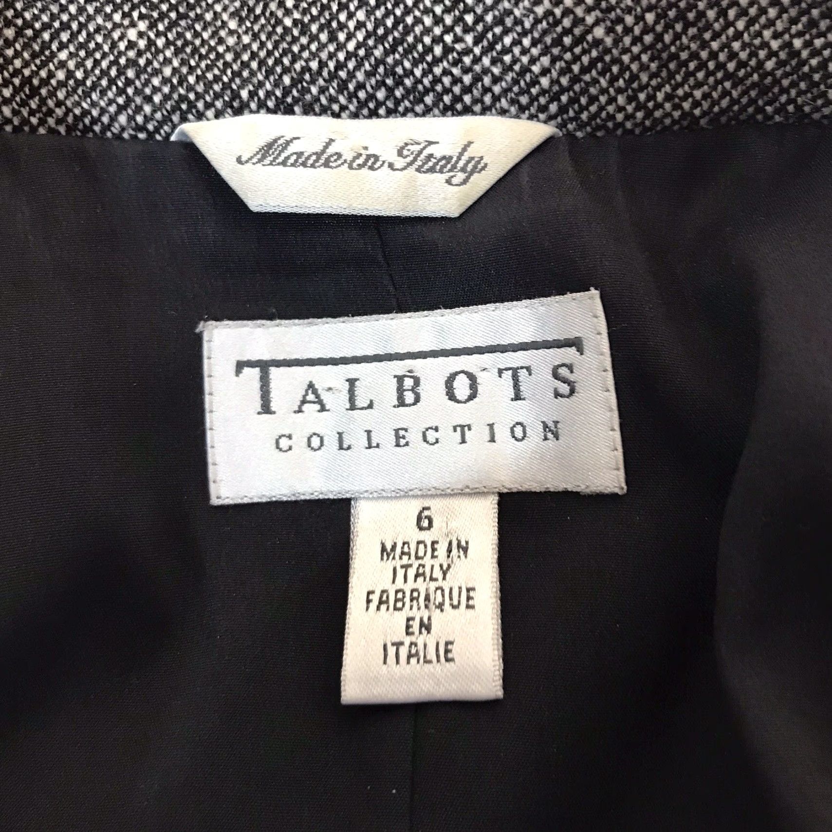 Talbots VINTAGE Talbots Black White Wool Cashmere Dress Jacket Women Size 6 Herringbone Italy Size M / US 6-8 / IT 42-44 - 4 Thumbnail