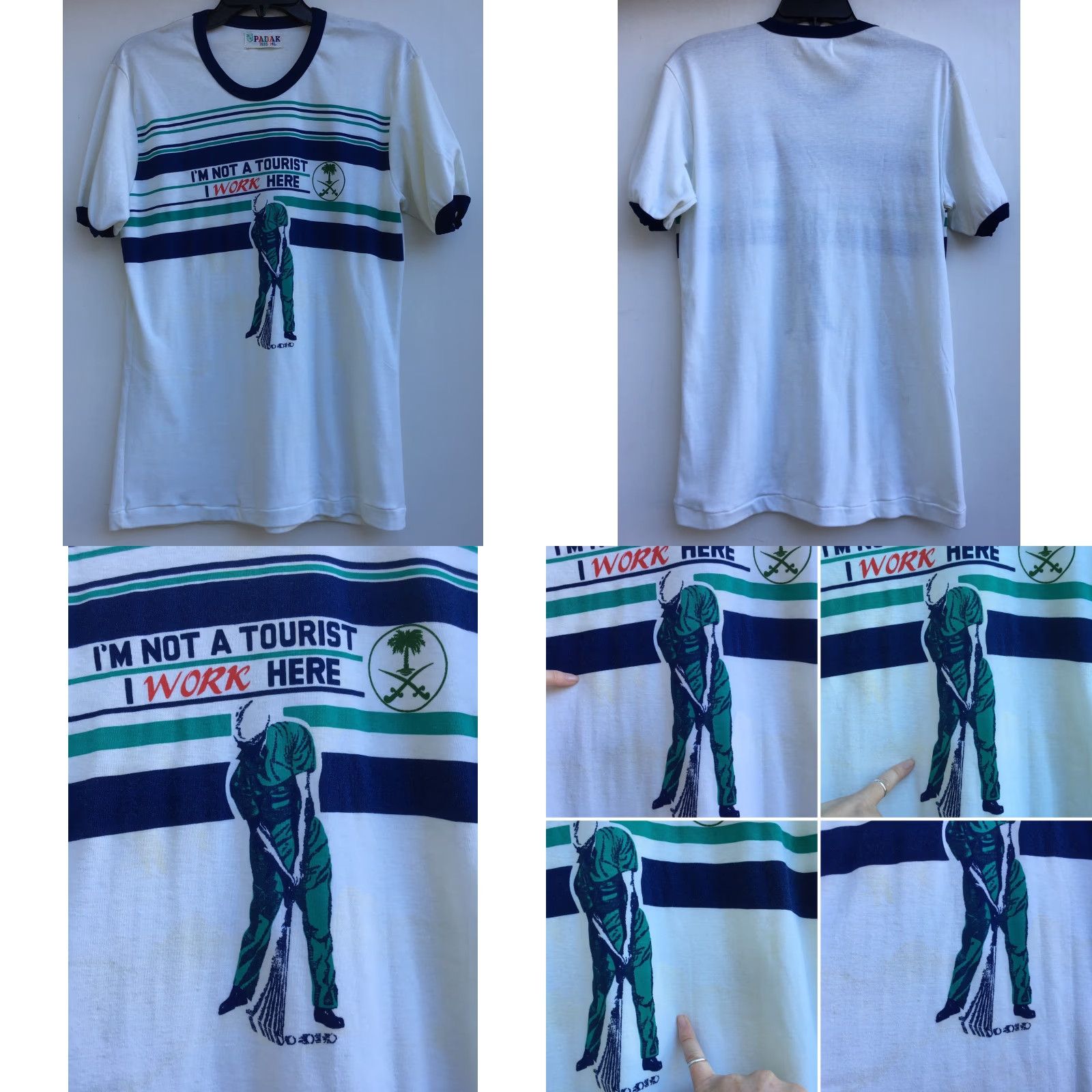 Vintage vintage Padak I’m Not A Tourist I Work Here Golf Theme M L 80s T Shirt Shirt Men White Size US M / EU 48-50 / 2 - 8 Thumbnail