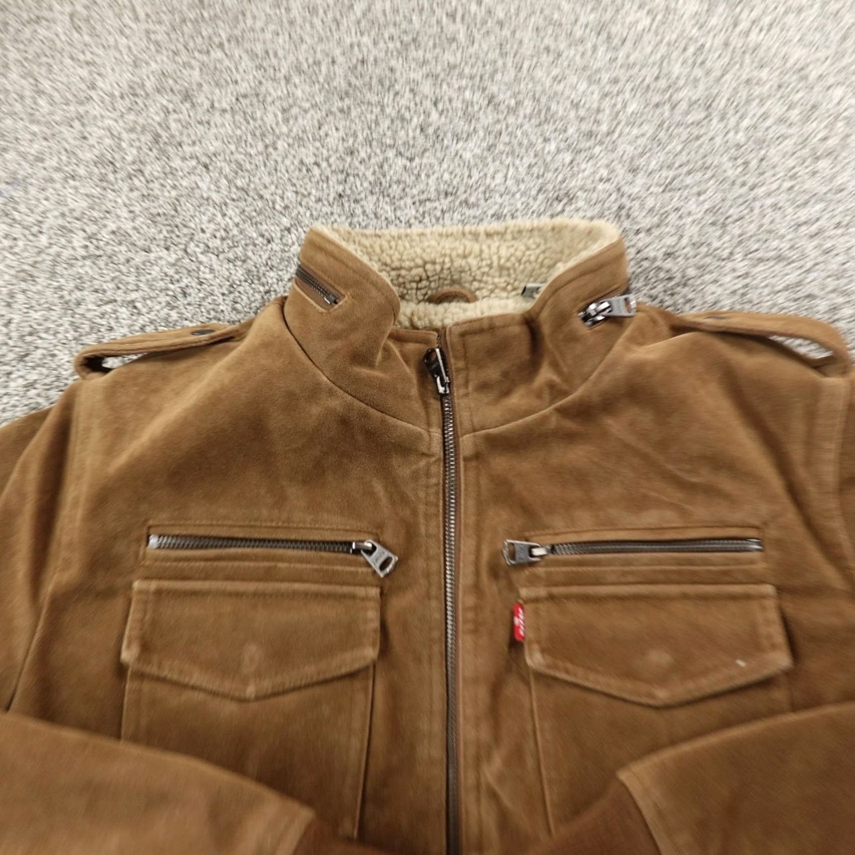 Levi's Levi's Jacket Bomber Jacket M Brown Faux Suede Sherpa Lined Zip Aviator Coat Men Cap Size US M / EU 48-50 / 2 - 2 Thumbnail