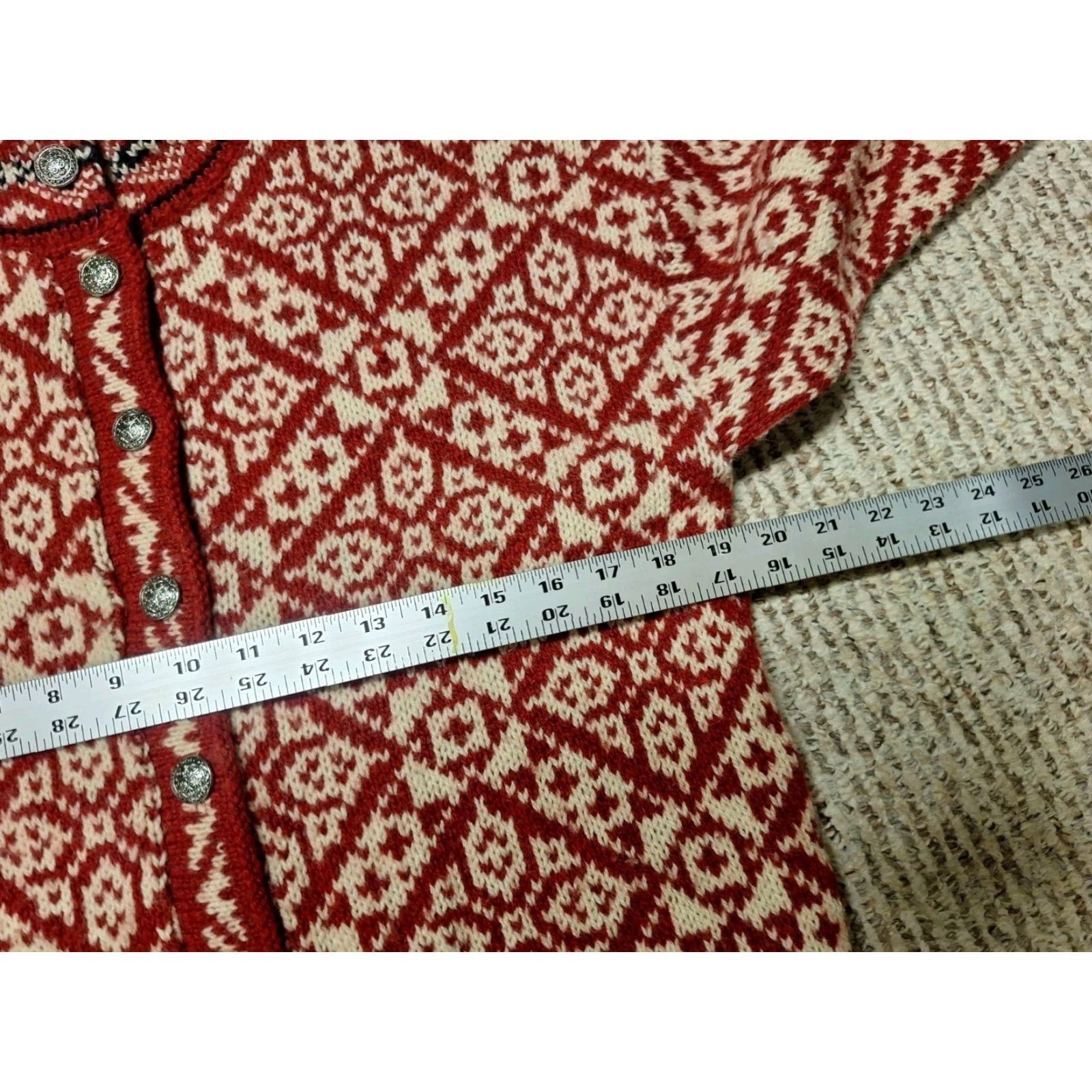 Vintage VINTAGE L.L. Bean Wool Blend Button Up Sweater Women’s S Red Christmas 90s USA Cardigan Womens Size S / US 4 / IT 40 - 3 Thumbnail