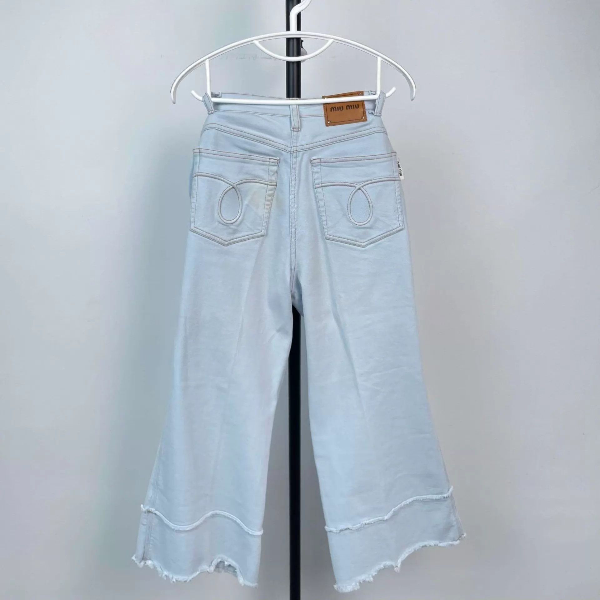 Miu Miu MIU MIU soft denim wide-leg pants blue 38 2017 Size 26" / US 2 / IT 38 - 2 Thumbnail