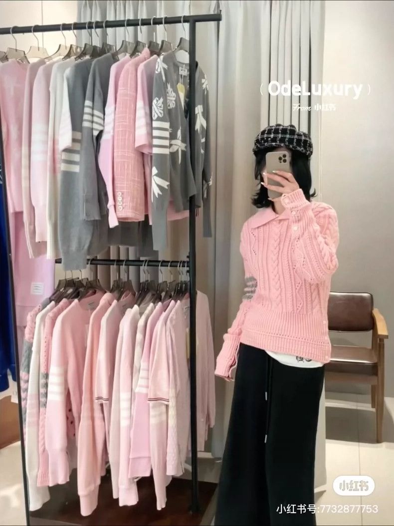 Thom Browne Thom Browne Sakura pink knit wool lapel sweater Size S / US 4 / IT 40 - 7 Thumbnail