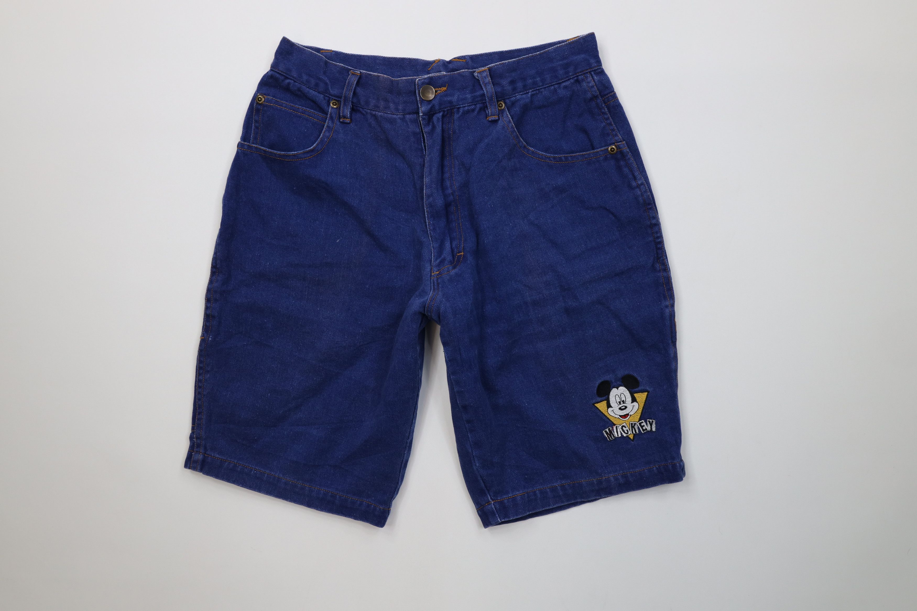 Disney Vintage 90s Disney Spell Out Mickey Mouse Denim Jean Shorts Size US 30 / EU 46 - 1 Thumbnail