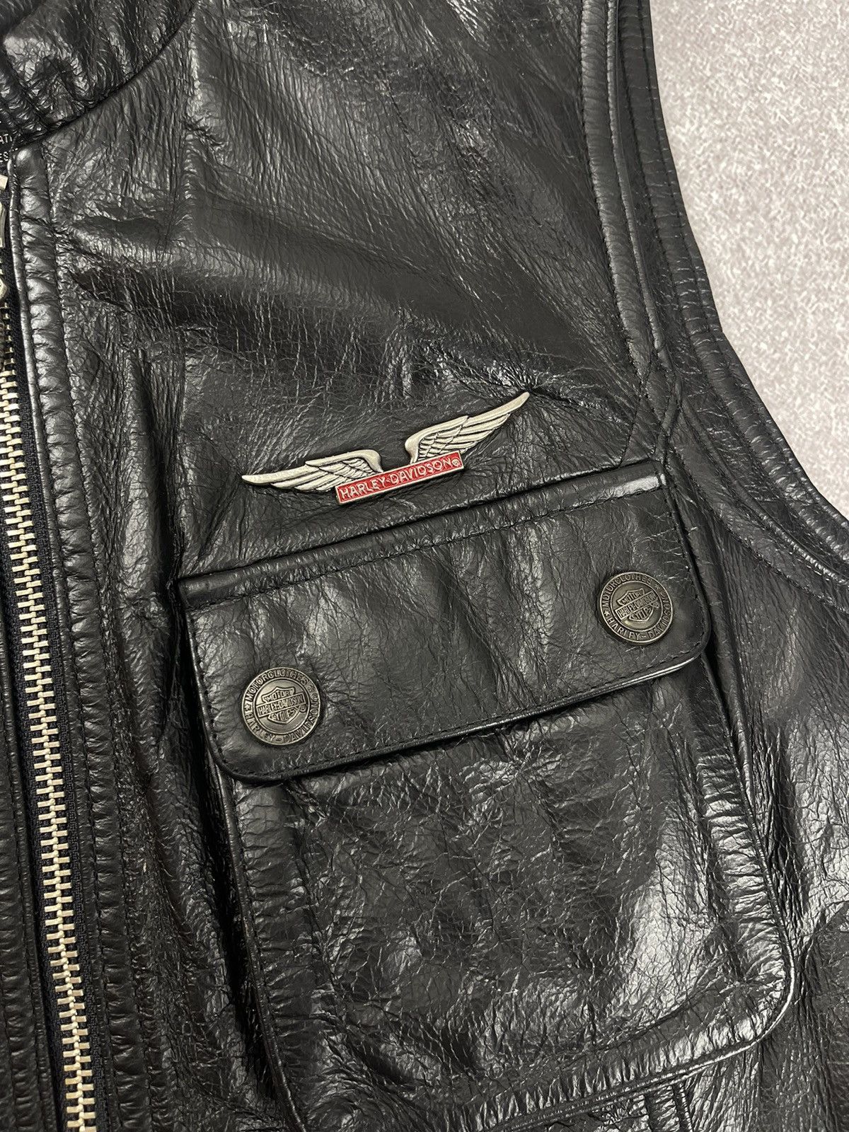 Harley Davidson × Vintage Vintage Harley Davidson Black Leather Vest Women’s Size L Size L / US 10 / IT 46 - 7 Thumbnail