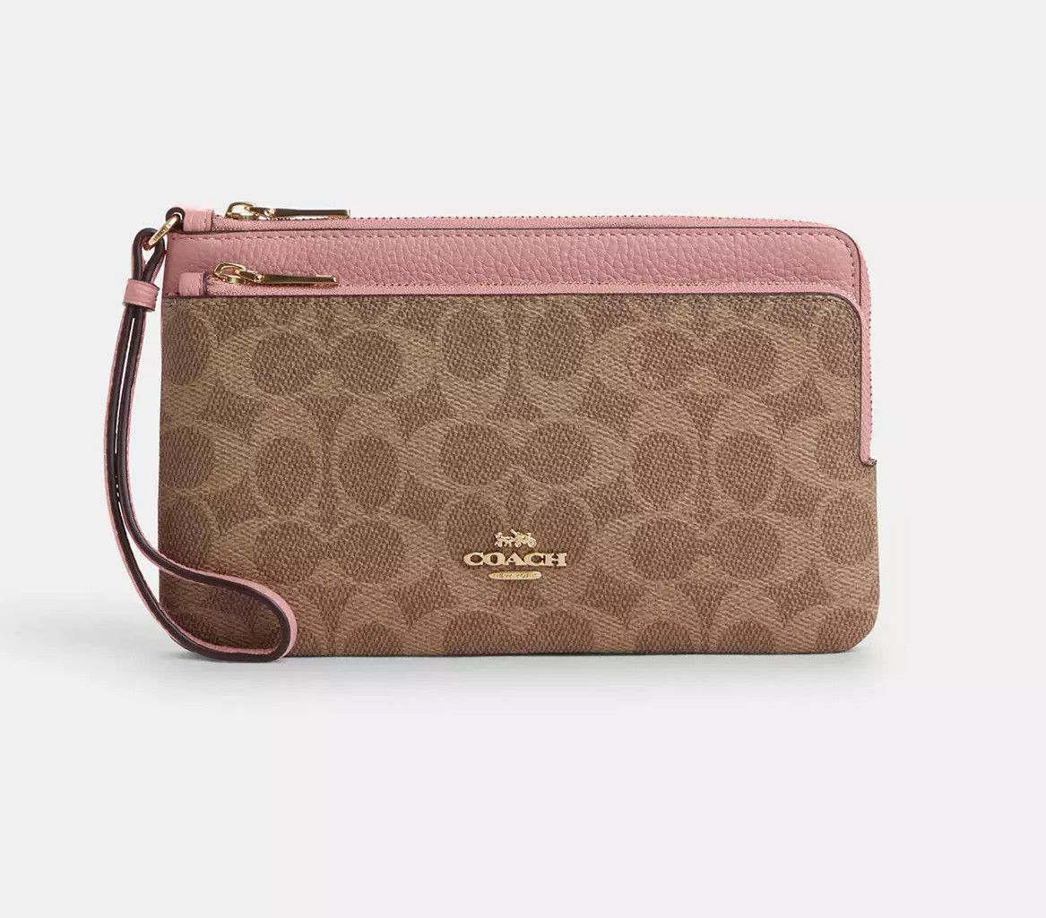 Coach Double Zip Wallet In Signature Canvas CX161 Size ONE SIZE - 7 Thumbnail