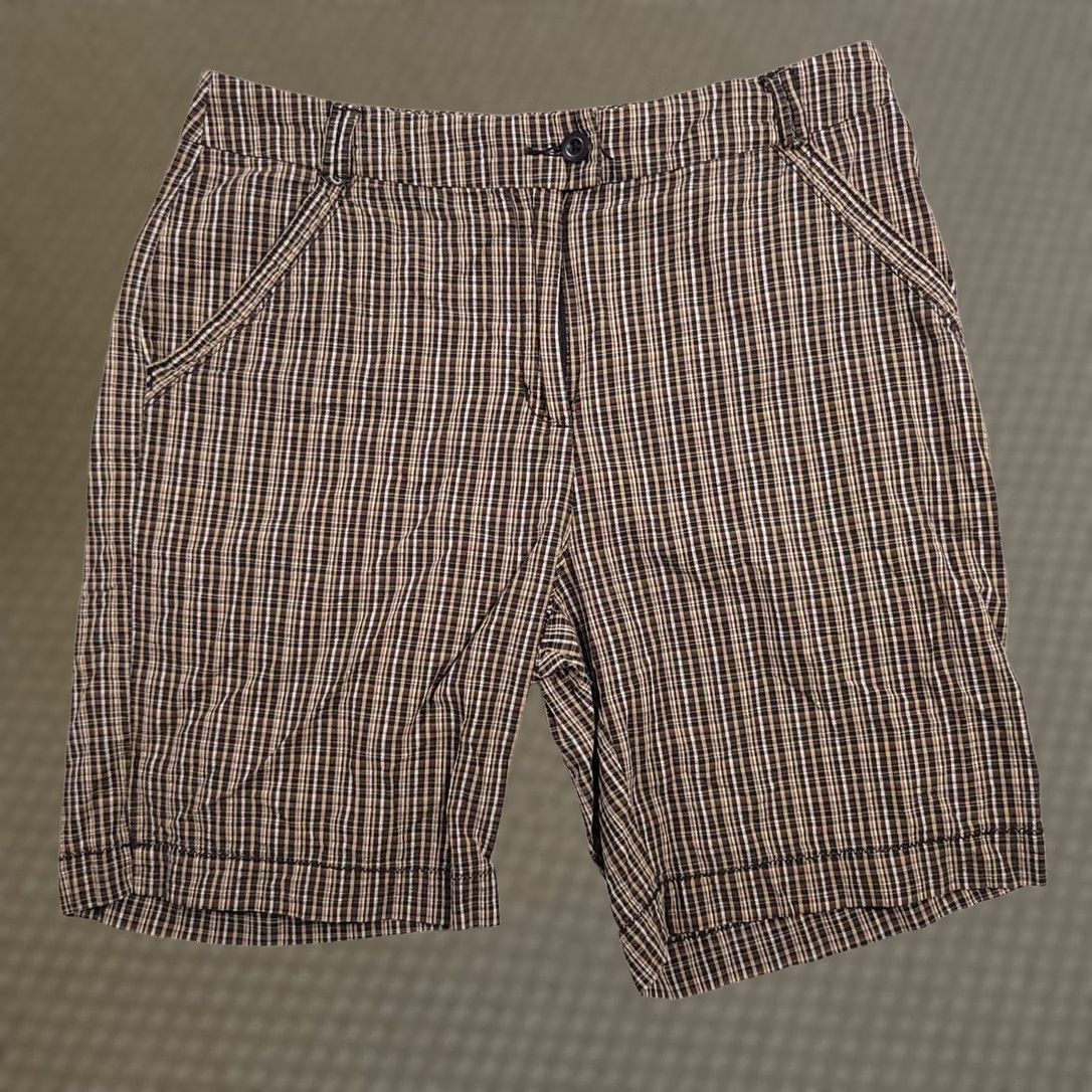 Vintage Woolrich Bermuda Shorts Flat Front Plaid Women's 12 Brown Golf Outdoor Size 34" / US 12 / IT 48 - 1 Thumbnail