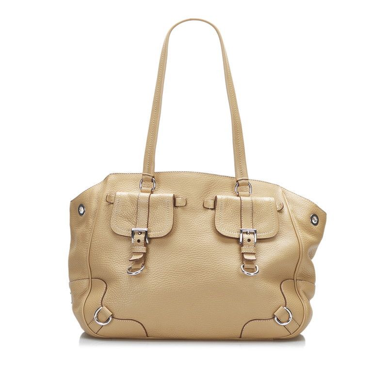 image of Prada Vitello Daino Shoulder Bag in Brown, Women's