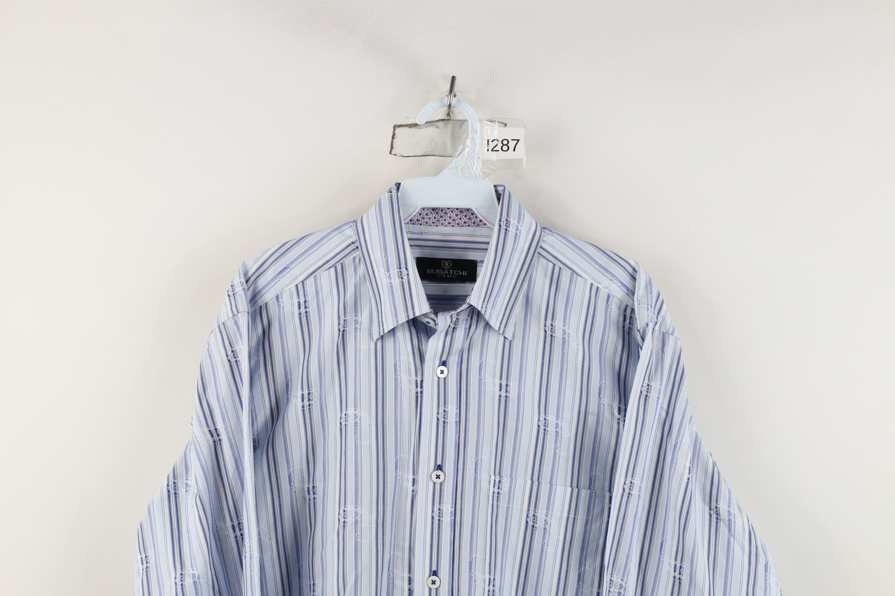 Vintage Bugatchi Uomo Striped Collared Button Down Shirt Cotton Size US M / EU 48-50 / 2 - 2 Thumbnail