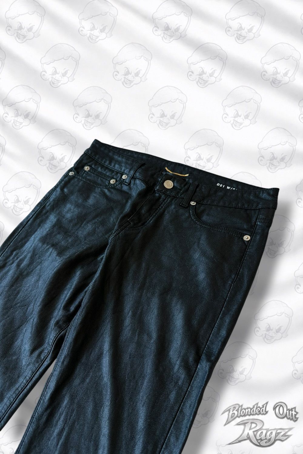 Saint Laurent Paris 2013 Saint Laurent Waxed Black Skinny Pants Hedi Slimane Era Size US 27 - 2 Thumbnail