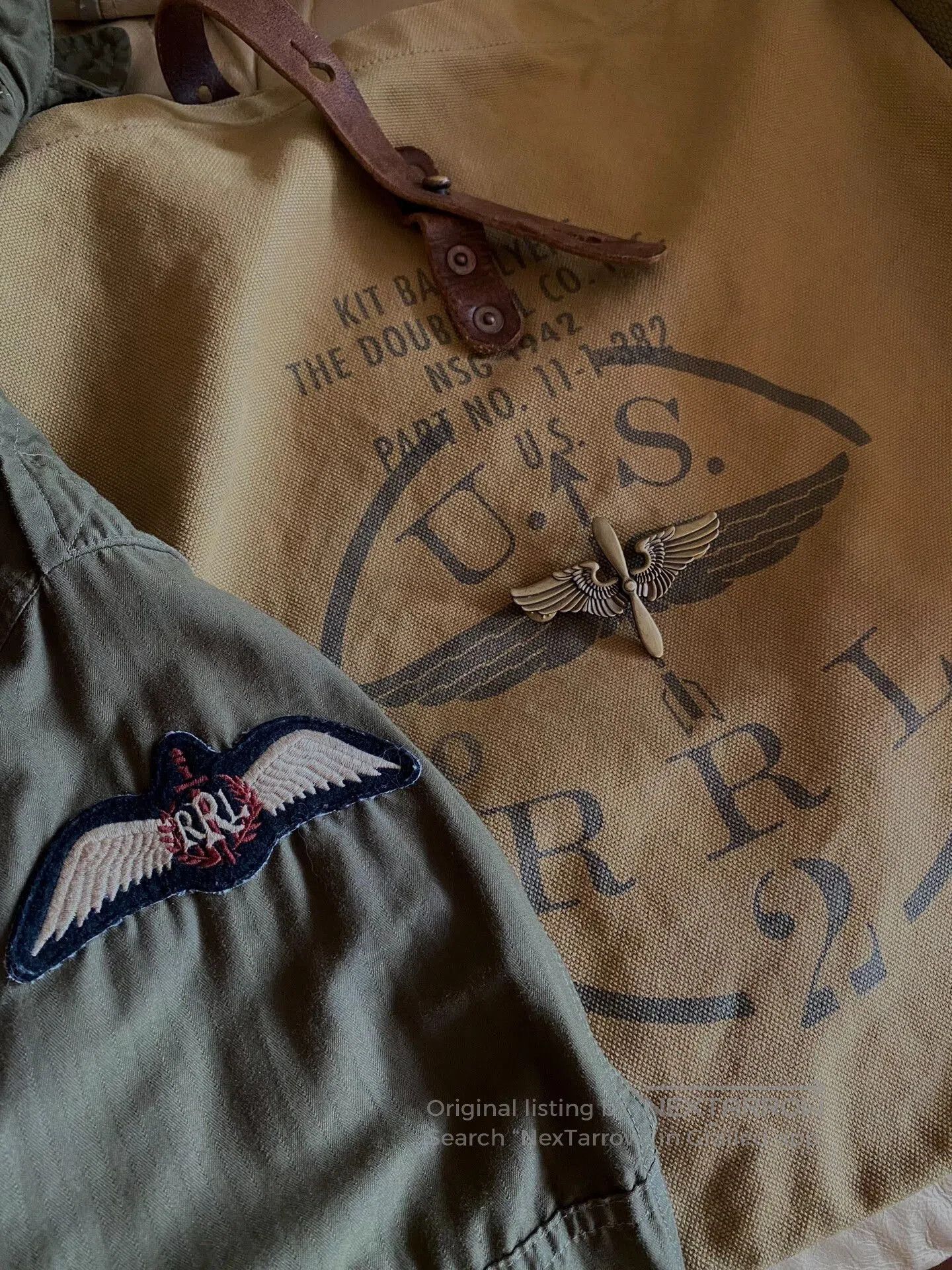 RRL Ralph Lauren vintage olive canvas leather tote bag. Size ONE SIZE - 4 Thumbnail