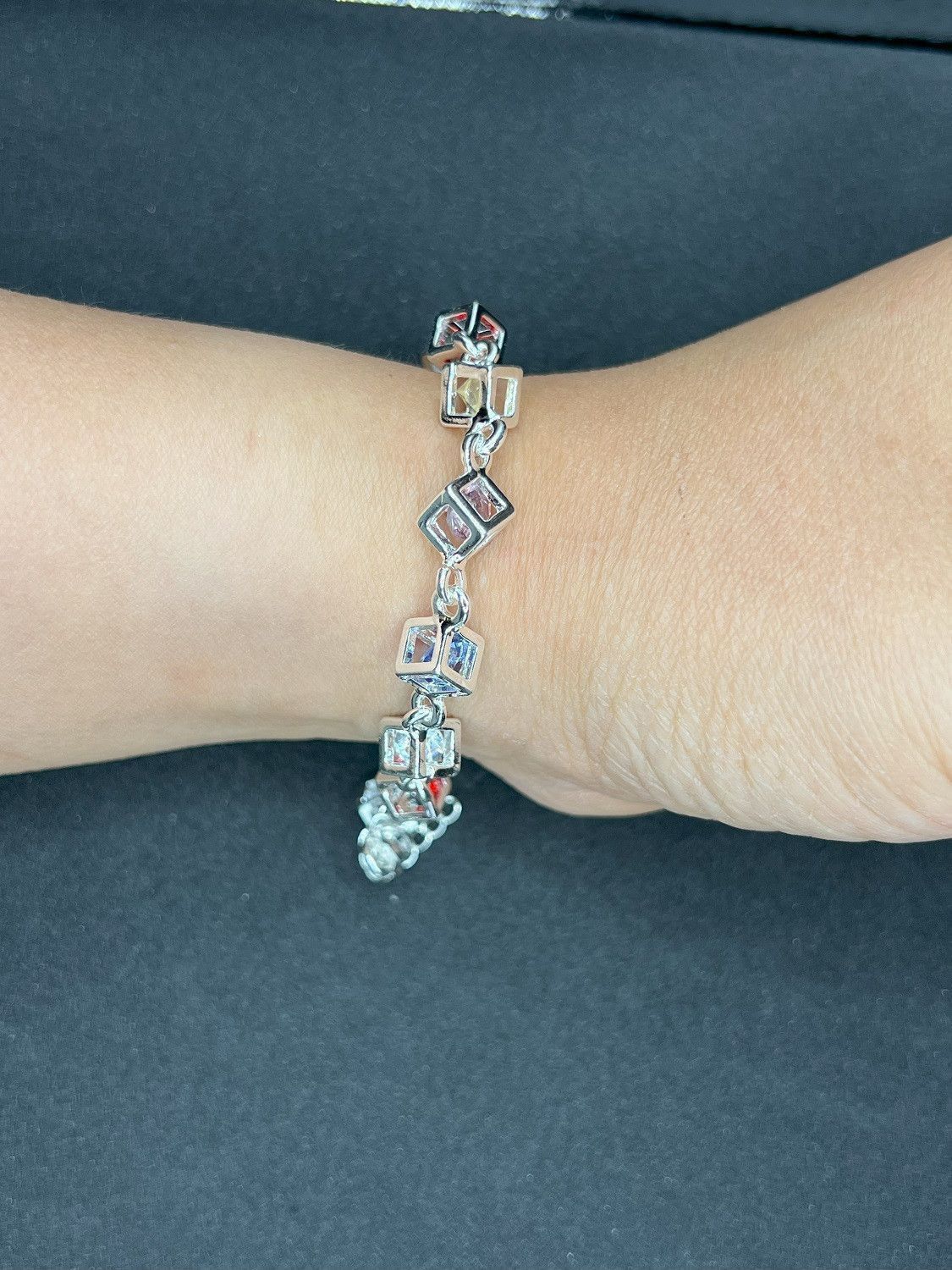 Jewelry Colorful Crystal Beads 925 Silver Chain Bracelet Size ONE SIZE - 2 Thumbnail
