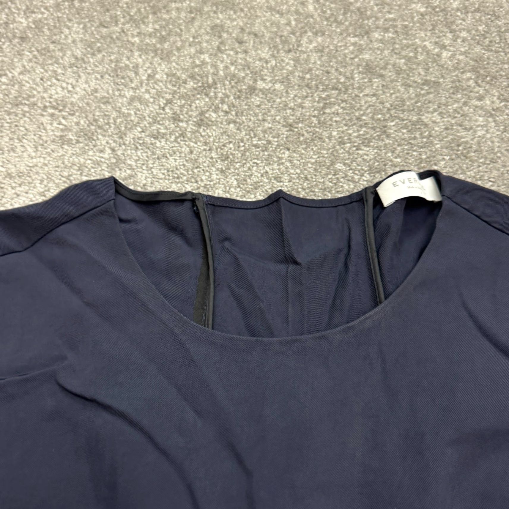 Everlane Midi Shift Dress Womens 6 Navy Blue Short Sleeve Classic Business Casual