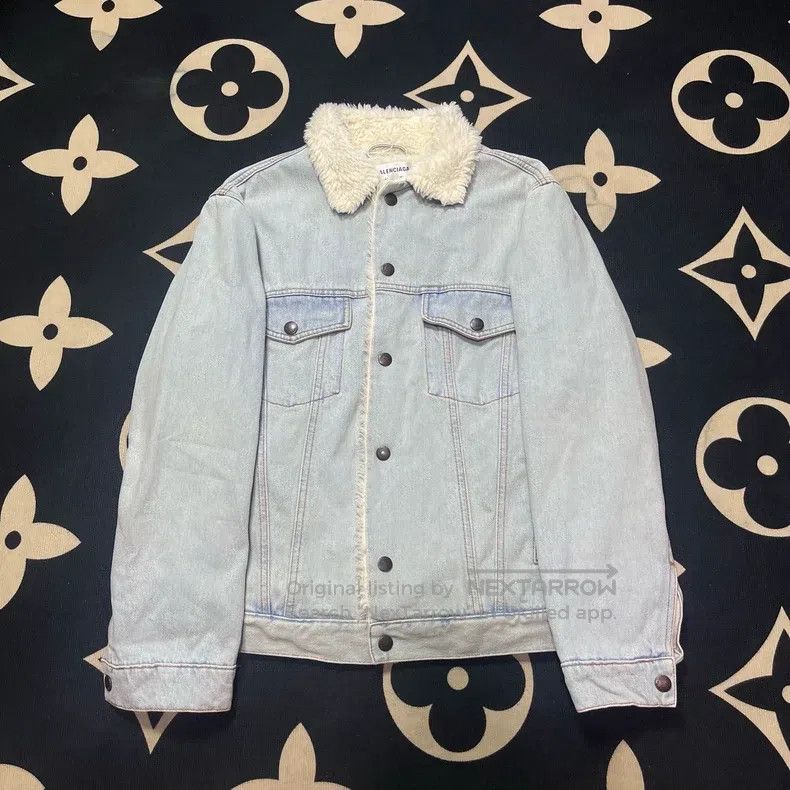 Balenciaga Balenciaga Fleece Back Logo Denim Jacket Size XS / US 0-2 / IT 36-38 - 1 Thumbnail