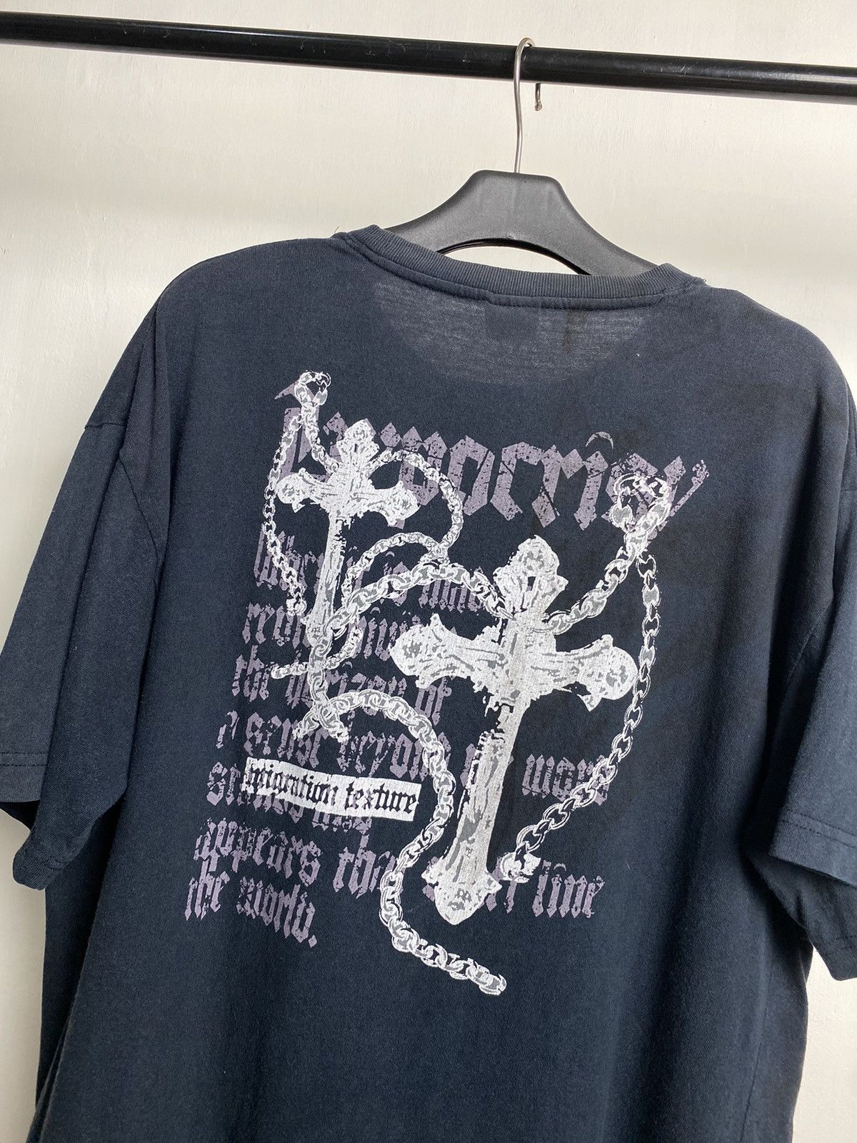 If Six Was Nine × Japanese Brand × Le Grande Bleu (L.G.B.) Breakers Poem Big Cross Gothic Faded Tshirt Size US L / EU 52-54 / 3 - 5 Thumbnail