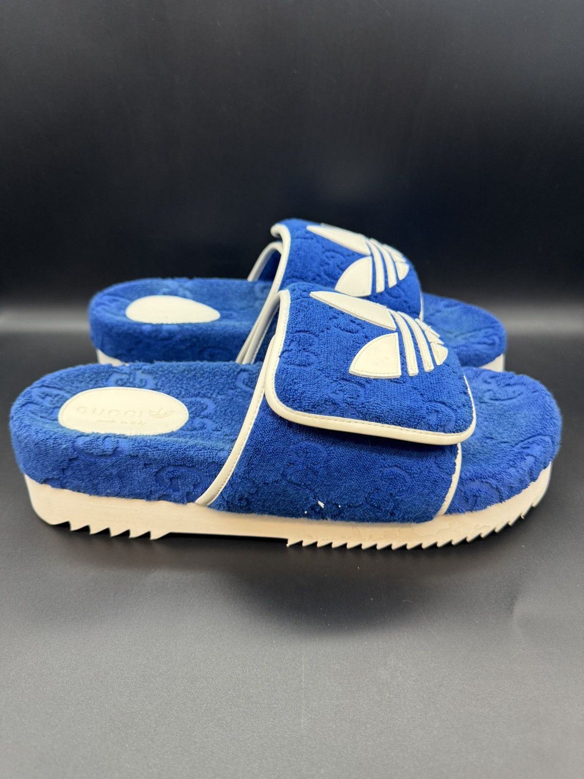 Adidas × Gucci Gucci x Adidas Magic Sponge Platform Slide Blue/White Size US 12 / EU 45 - 4 Thumbnail
