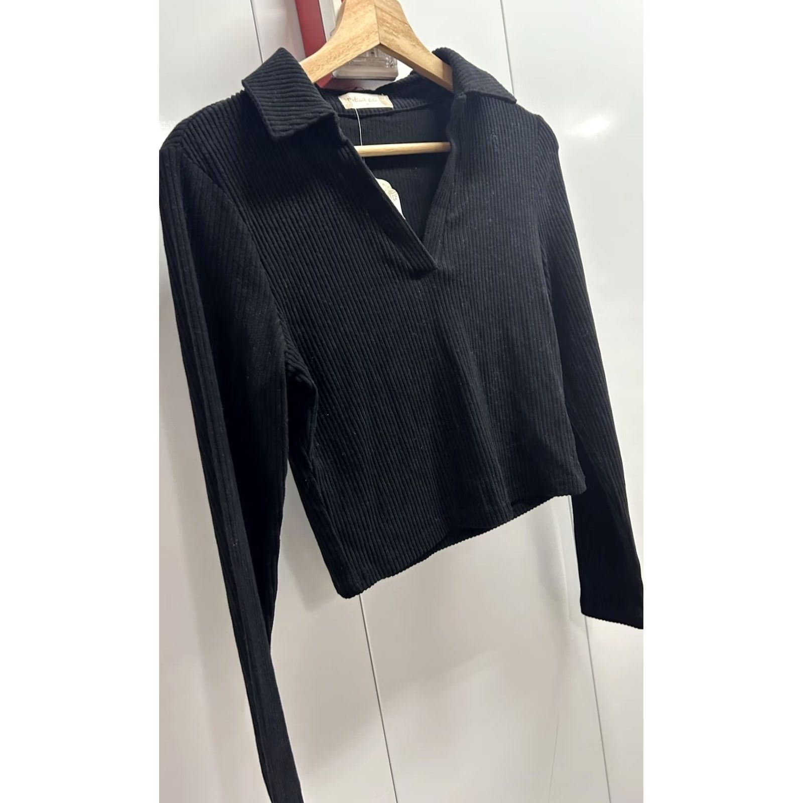 Vintage NEW Mens Altar'd State Black Ribbed Long Sleeve Collared Pullover Sweater Size M Size M / US 6-8 / IT 42-44 - 3 Thumbnail