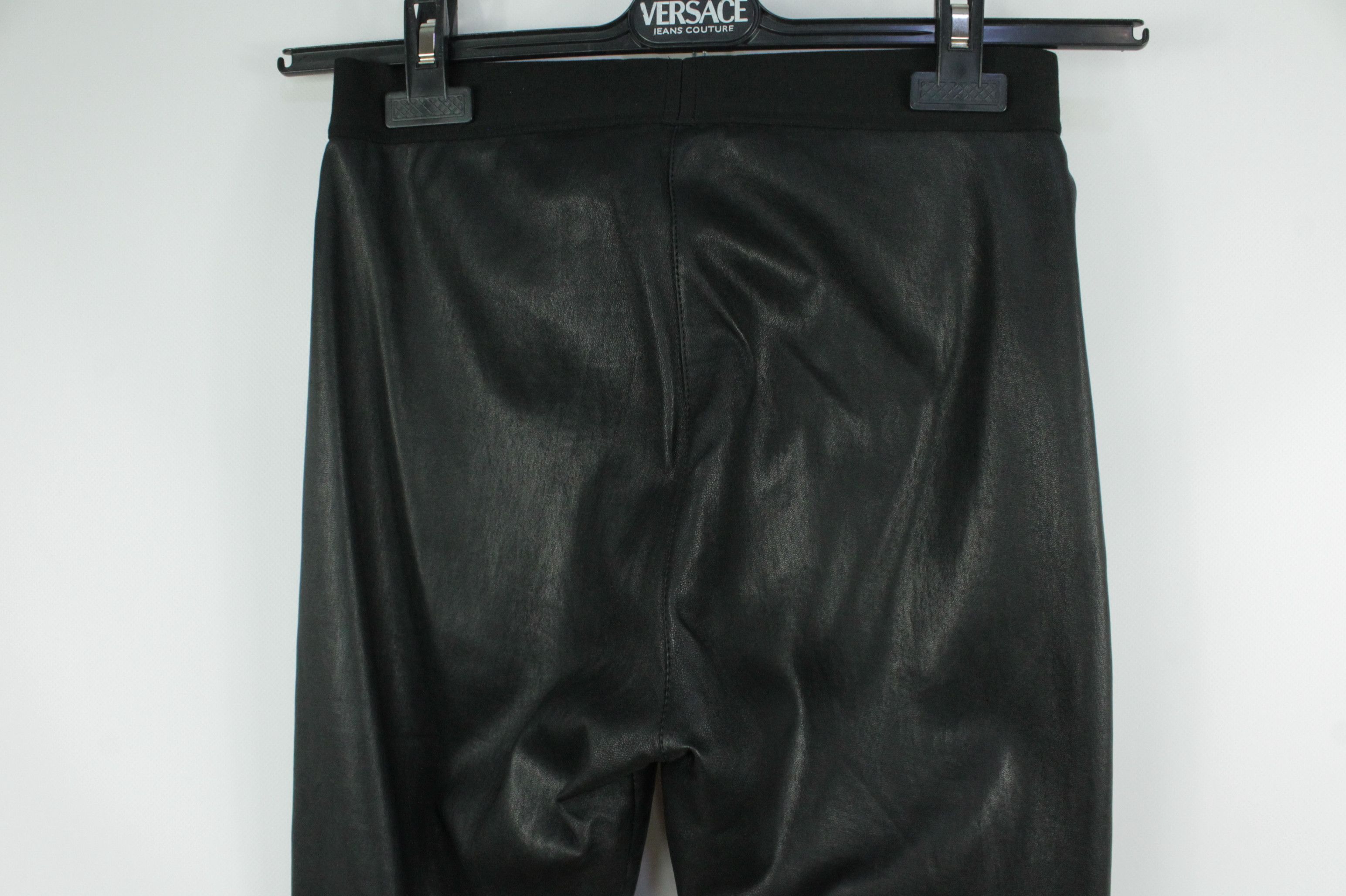 Designer Fogal Black Genuine Leather Leggings Size 28" / US 6 / IT 42 - 6 Thumbnail