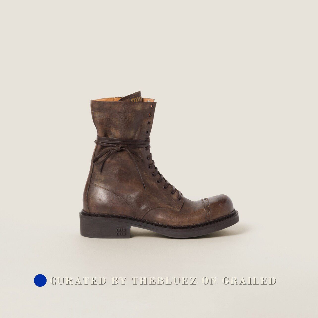 Miu Miu Miumiu Distressed Brown Biker Boots Size US 7 / IT 37 - 1 Thumbnail