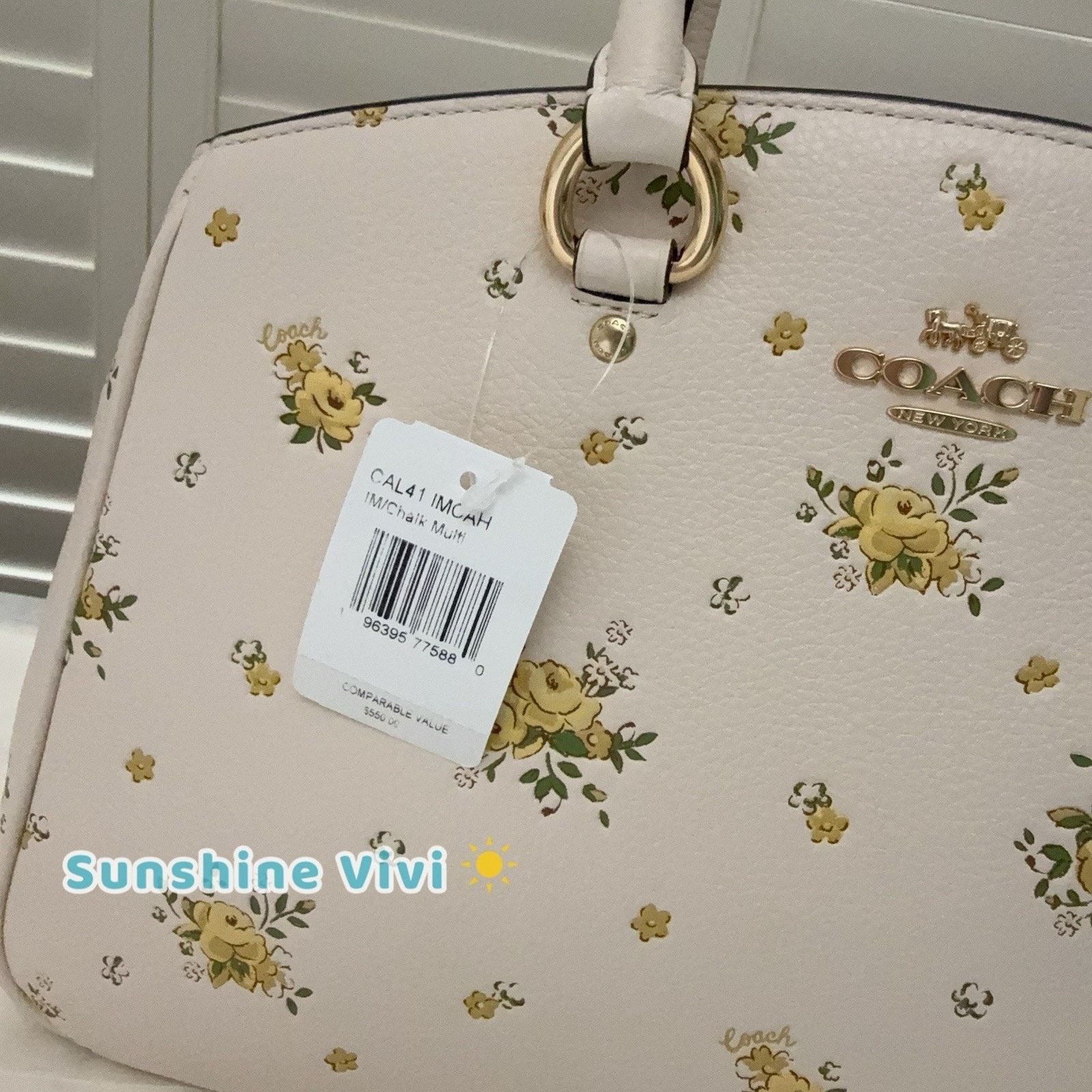 Coach NWT Coach Savannah Carryall Bag Floral Leather CAL41 Chalk Size ONE SIZE - 3 Thumbnail