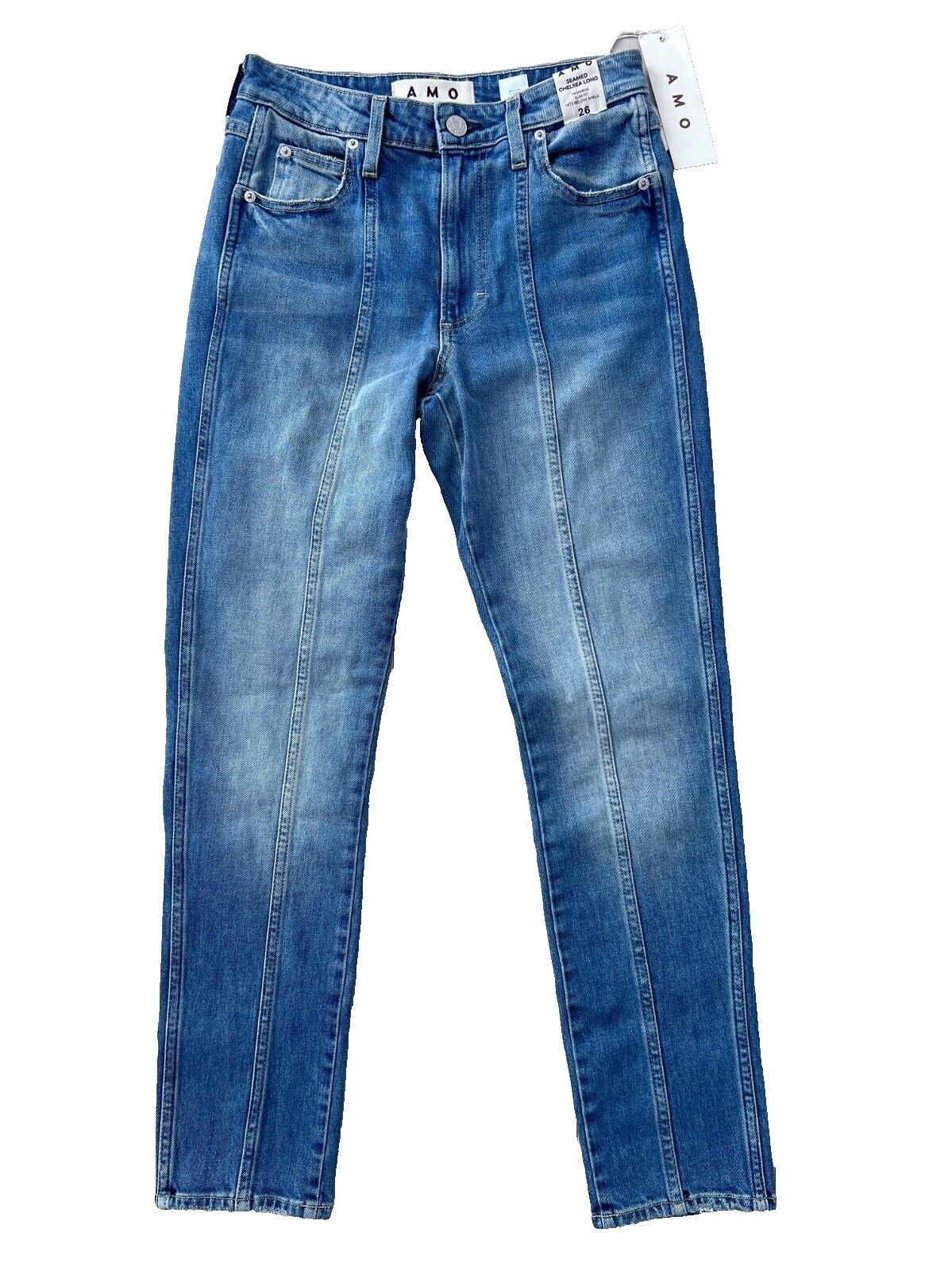AMO AMO Seamed Chelsea Long Denim Jeans Deeply ( 26 ) Size 26" / US 2 / IT 38 - 4 Thumbnail