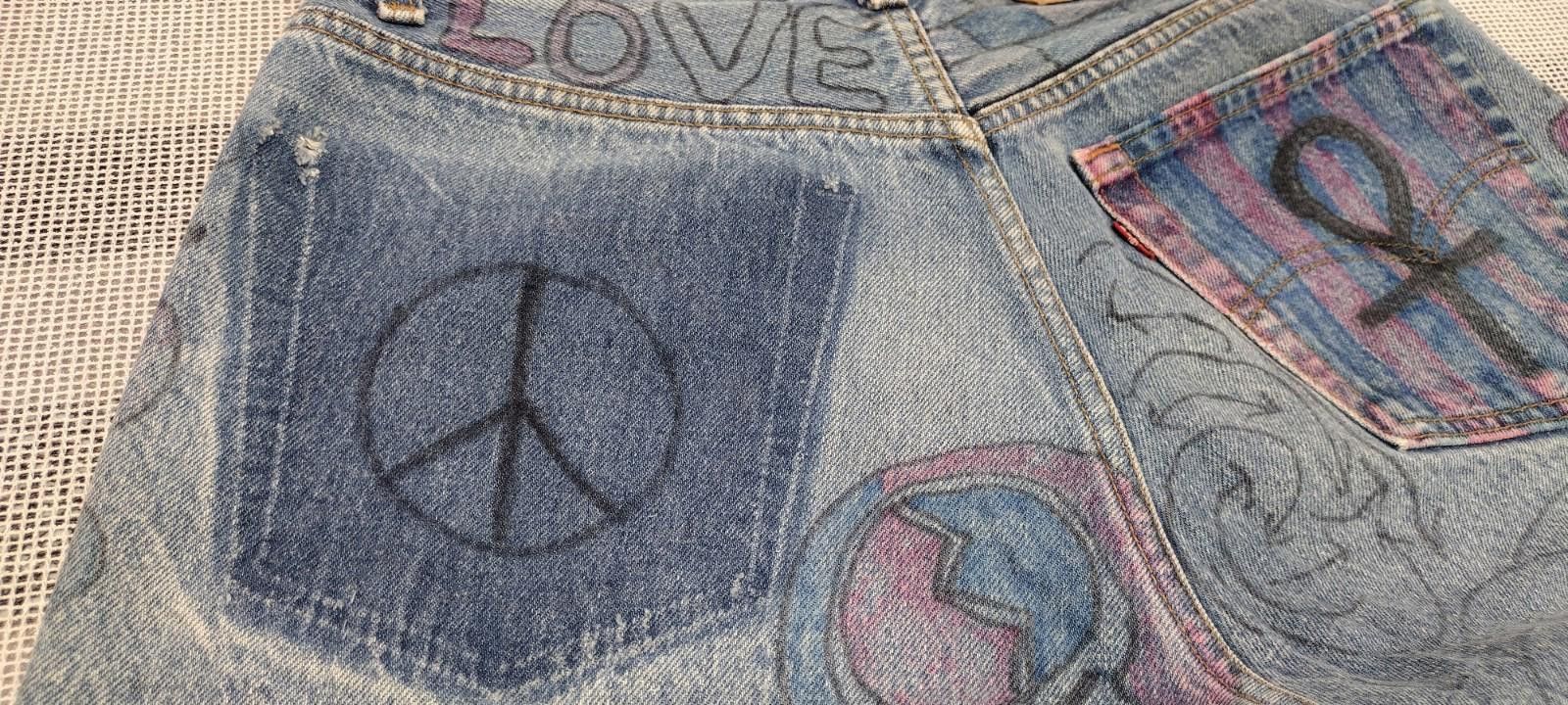 Levi's Levis Denim 90s 501 0000 y2k RARE hand drawn rock bands 32 Size US 32 / EU 48 - 5 Thumbnail