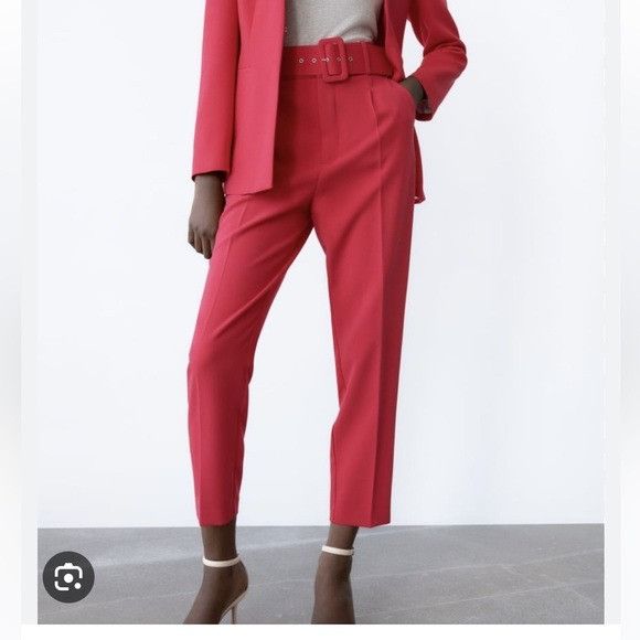 Zara Zara High Rise Pink Pleated Taper Trouser Pants Grailed