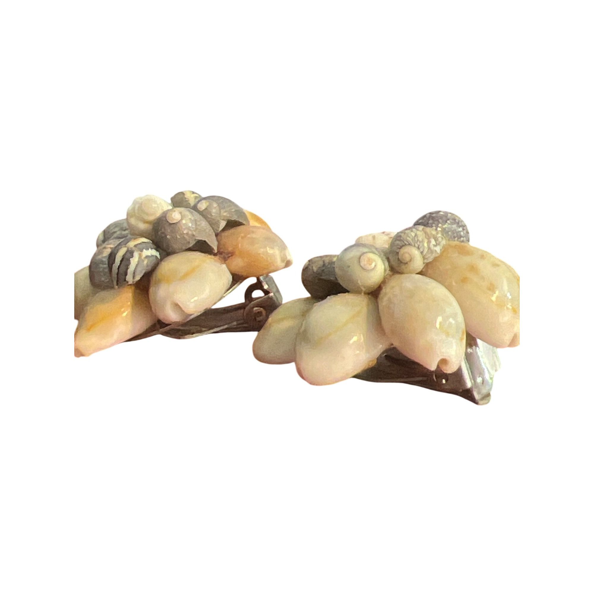 Other Vintage Cowrie Shell Cluster Clip On Earrings Estate Vacatio Size ONE SIZE - 3 Thumbnail