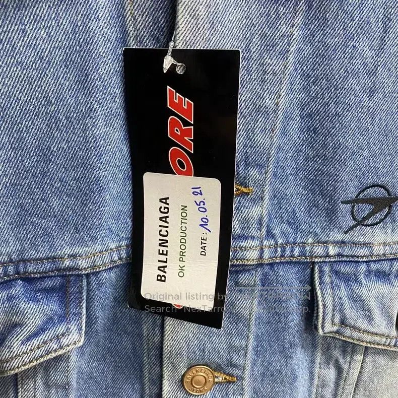 Balenciaga Balenciaga Blue Embroidery Pattern Logo Denim Jacket Size US XS / EU 42 / 0 - 4 Thumbnail