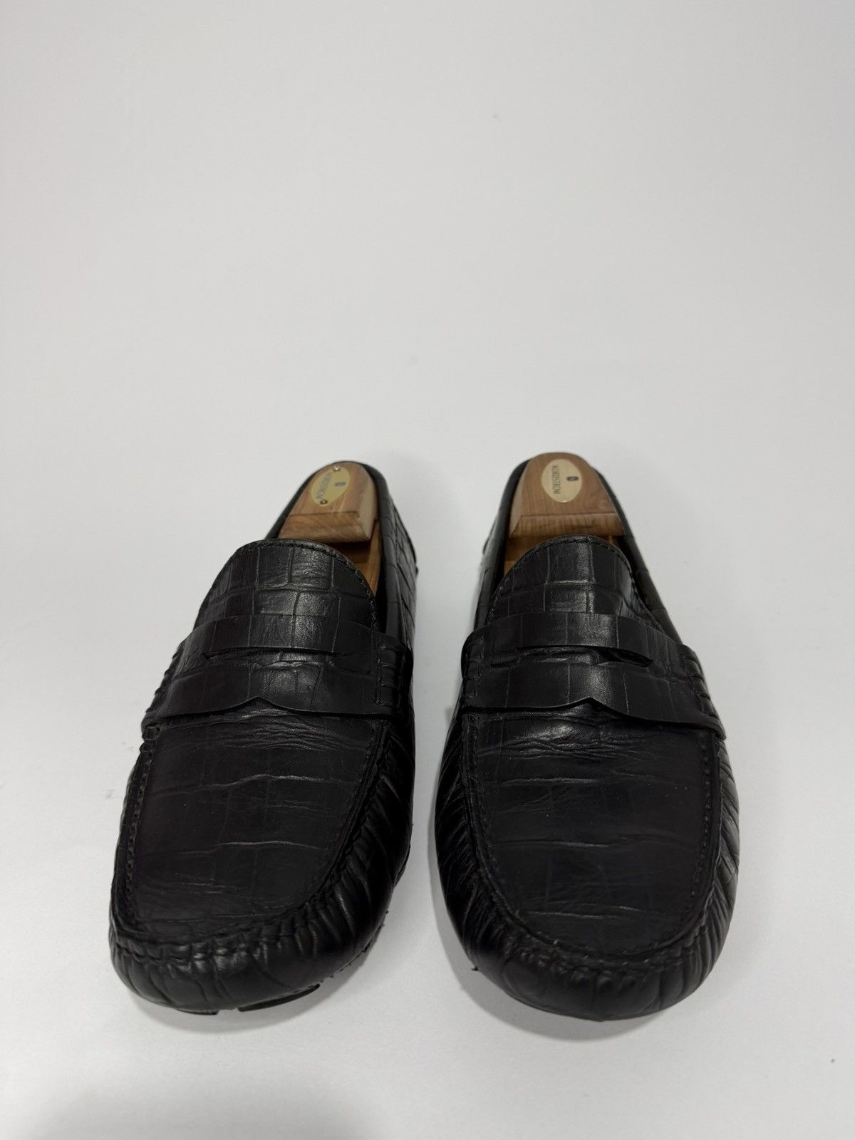 Louis Vuitton Louis Vuitton Black Croc Embossed Leather Driving Loafers Size US 8 / EU 41 - 2 Thumbnail