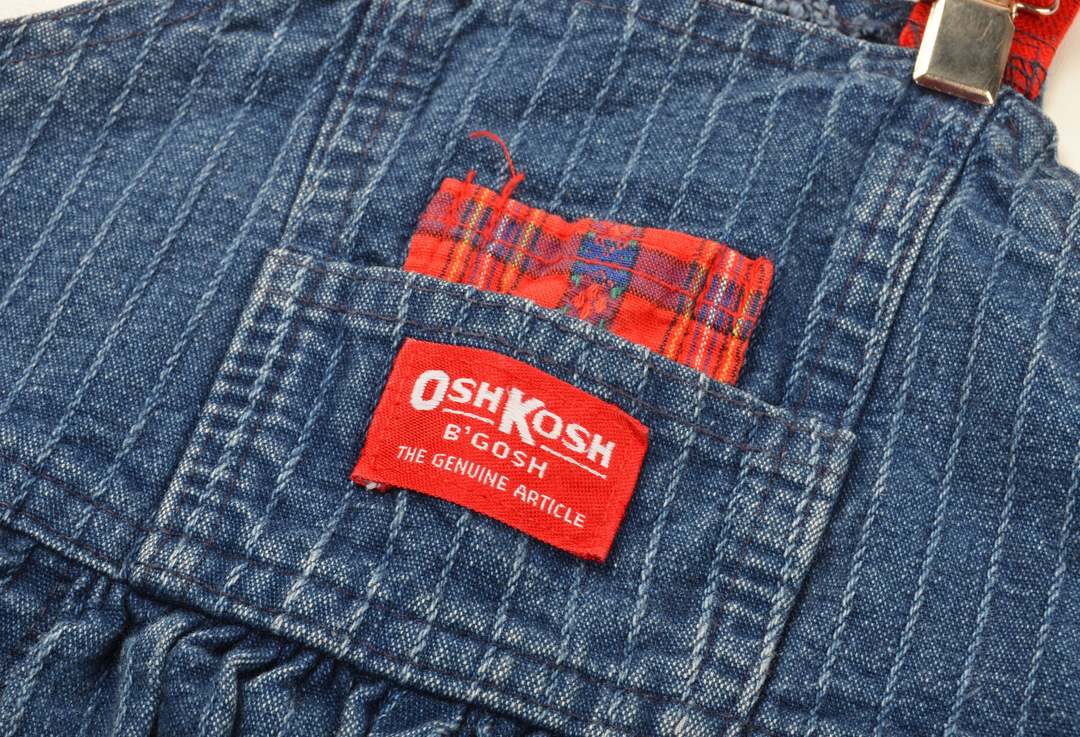 Oshkosh Vintage Oshkosh B’gosh Baby Striped Kitty Denim Overalls Size XXS / US 00 / IT 34 - 4 Thumbnail