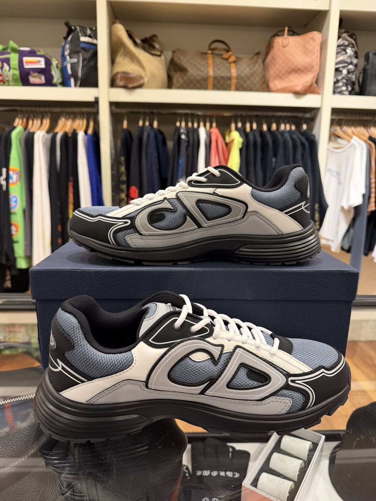 Dior Dior B30 Technical Mesh - Blue Grey Size US 12 / EU 45 - 2 Thumbnail