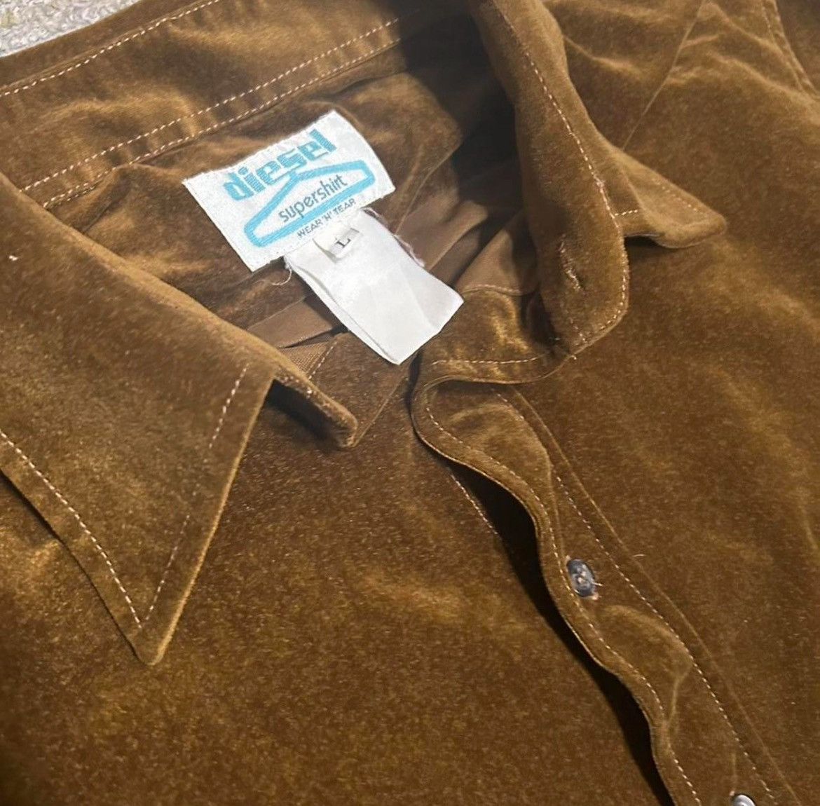 Diesel Vintage Diesel velvet gold/brown shirt Size L / US 10 / IT 46 - 3 Thumbnail