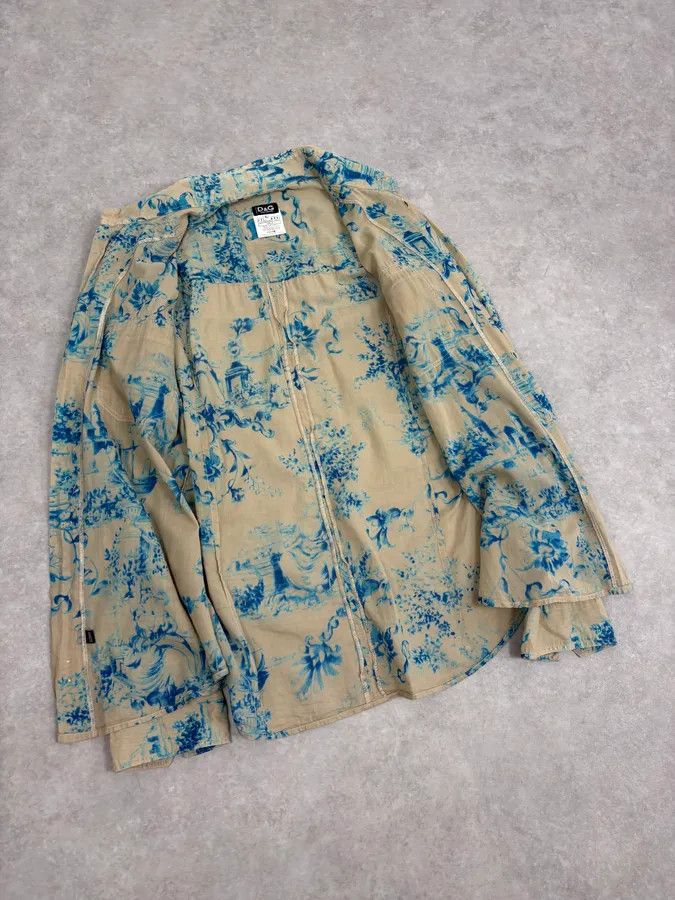 Dolce & Gabbana SS2004 Dolce & Gabbana Beige & Blue Floral Shirt Size US M / EU 48-50 / 2 - 7 Thumbnail