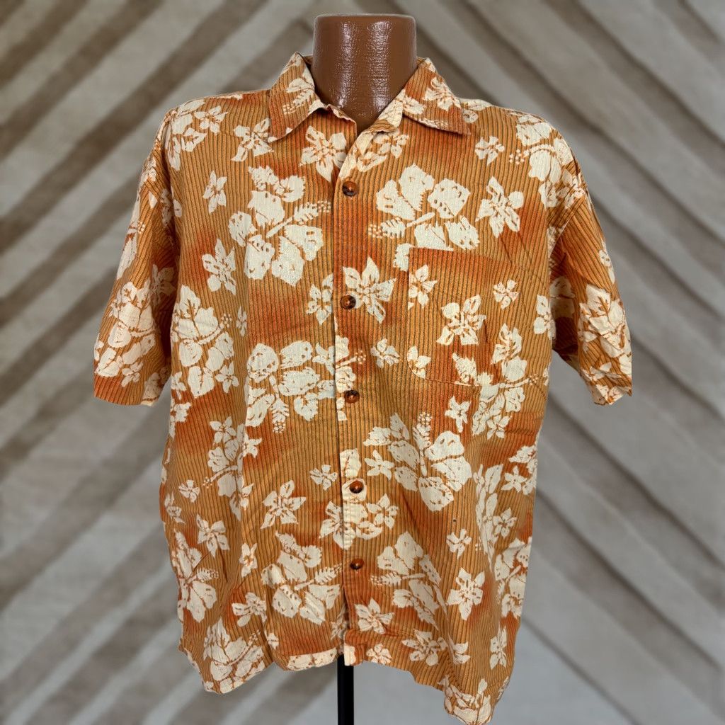 Vintage VINTAGE No Boundaries Shirt Men L Orange Floral Hawaiian 90s 2000s Patch Pockets Short Sleeve Button-Up Collared Beach Hipster Casual Travel Size US L / EU 52-54 / 3 - 1 Thumbnail