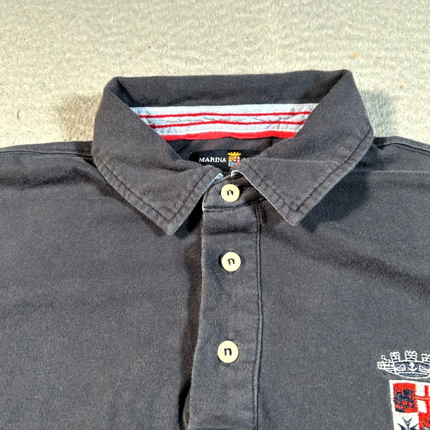 Vintage Marina Militare Polo Shirt Mens Large Long Sleeve Crest Logo Blue Italy Preppy Size US L / EU 52-54 / 3 - 7 Thumbnail