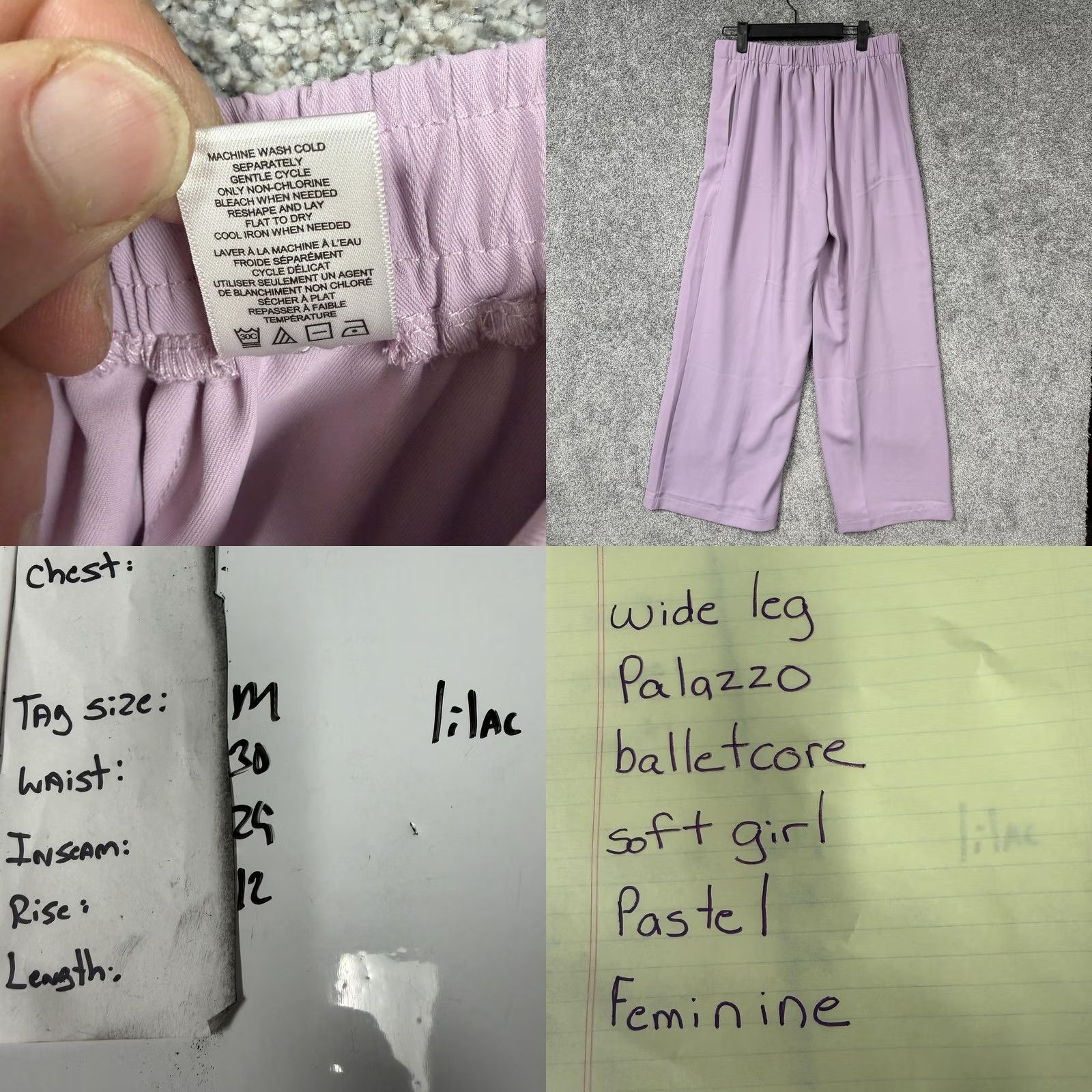 Vintage Wynne Layers Cropped Pants M 30x25 Wide-Leg Palazzo Purple Size 32" / US 10 / IT 46 - 8 Thumbnail