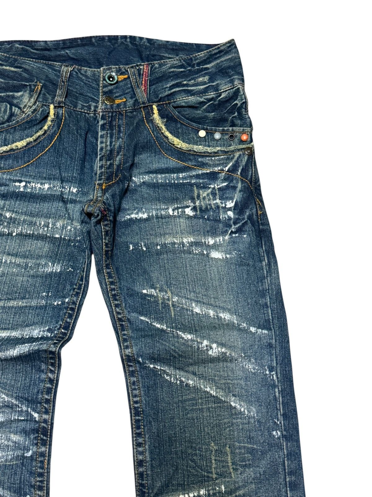 Hysteric Glamour BS RAW Distressed White Paint Splash Studded Washed De Size US 32 / EU 48 - 5 Thumbnail