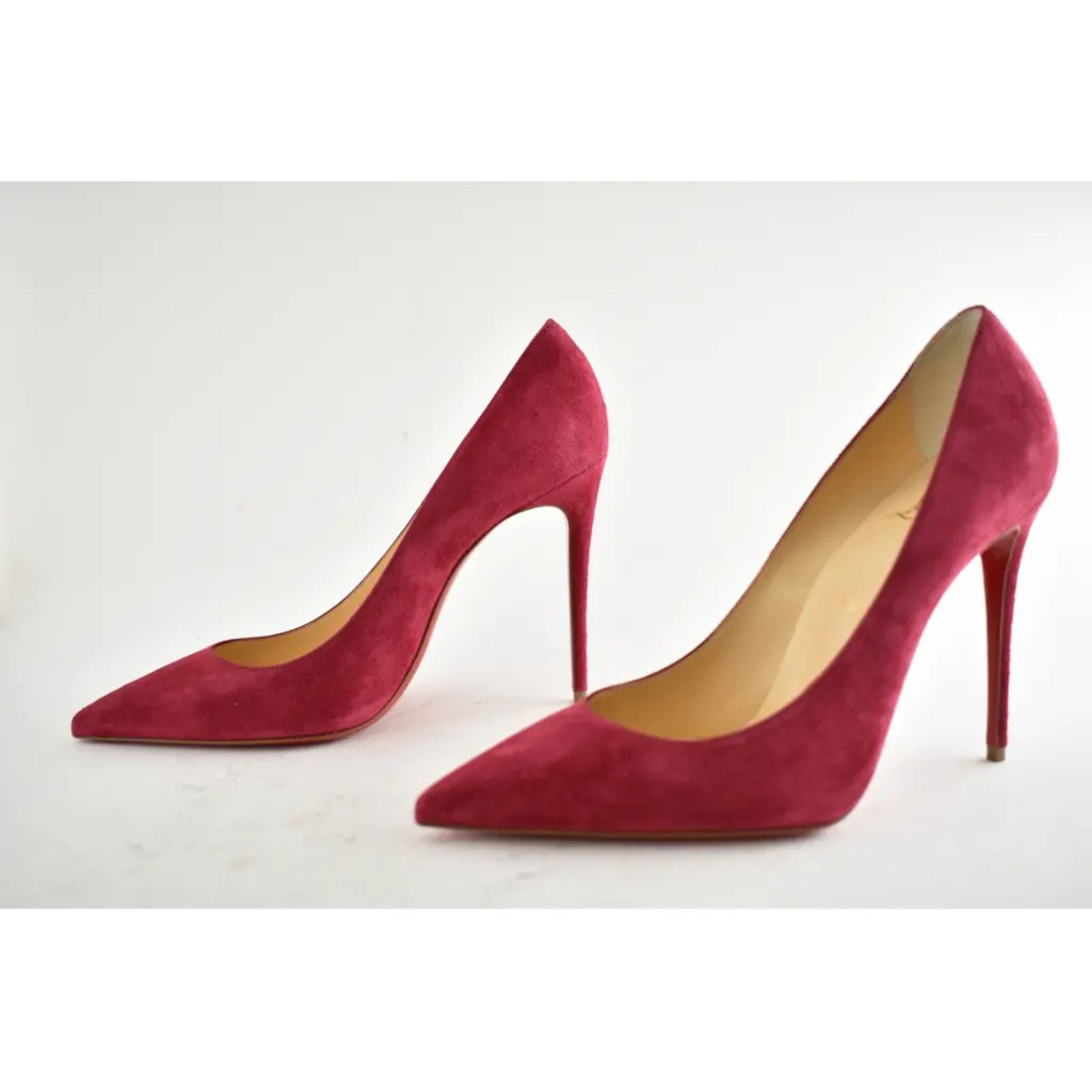 Christian Louboutin Kate 100 Persan Pink Raspberry Suede Pointed Heel Pump 41 Size US 11 / IT 41 - 9 Thumbnail