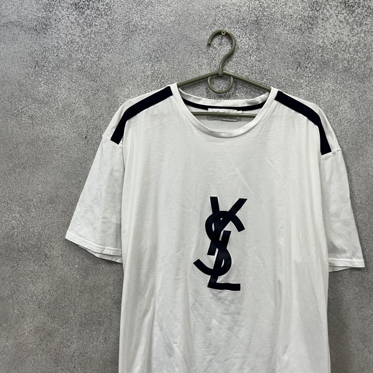 Yves Saint Laurent Vintage YSL Yves Saint Lauren T-Shirt Big Logo White Size US XL / EU 56 / 4 - 3 Thumbnail