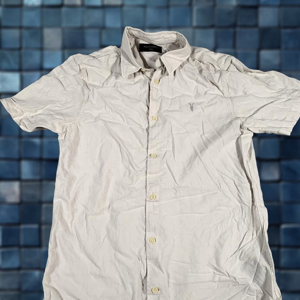 Allsaints AllSaints Shirt Mens Small Beige Linen Cotton Short Sleeve Button Front Casual Size US S / EU 44-46 / 1 - 1 Thumbnail