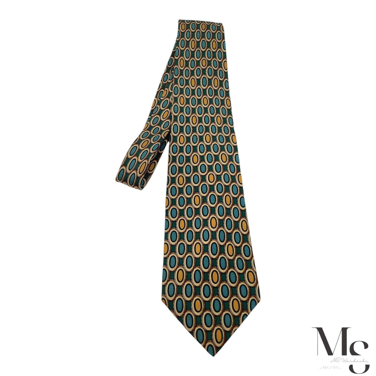 Fendi FENDI FF Green Geometric Silk Tie Made In Italy W:4" EX COND Size ONE SIZE - 6 Thumbnail