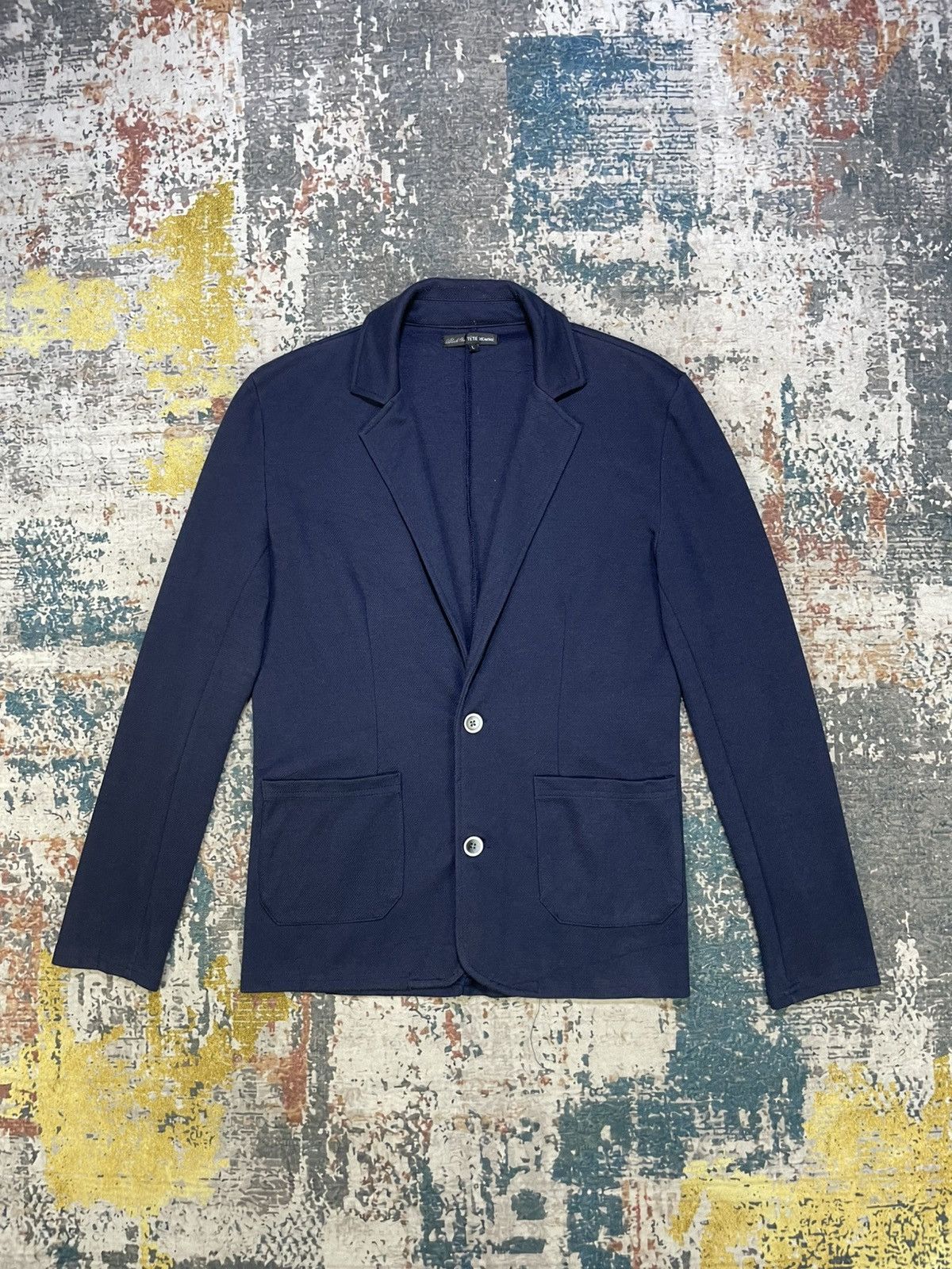 Tete Homme Black On Tete Homme Stretch Knit Blazer Size US M / EU 48-50 / 2 - 1 Thumbnail