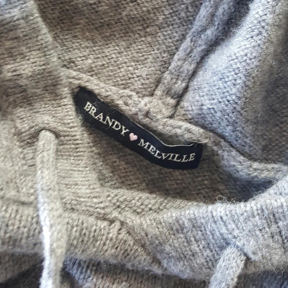 Designer Grey Cropped Brandy Melville Hoodie Long Sleeve Size ONE SIZE - 3 Thumbnail