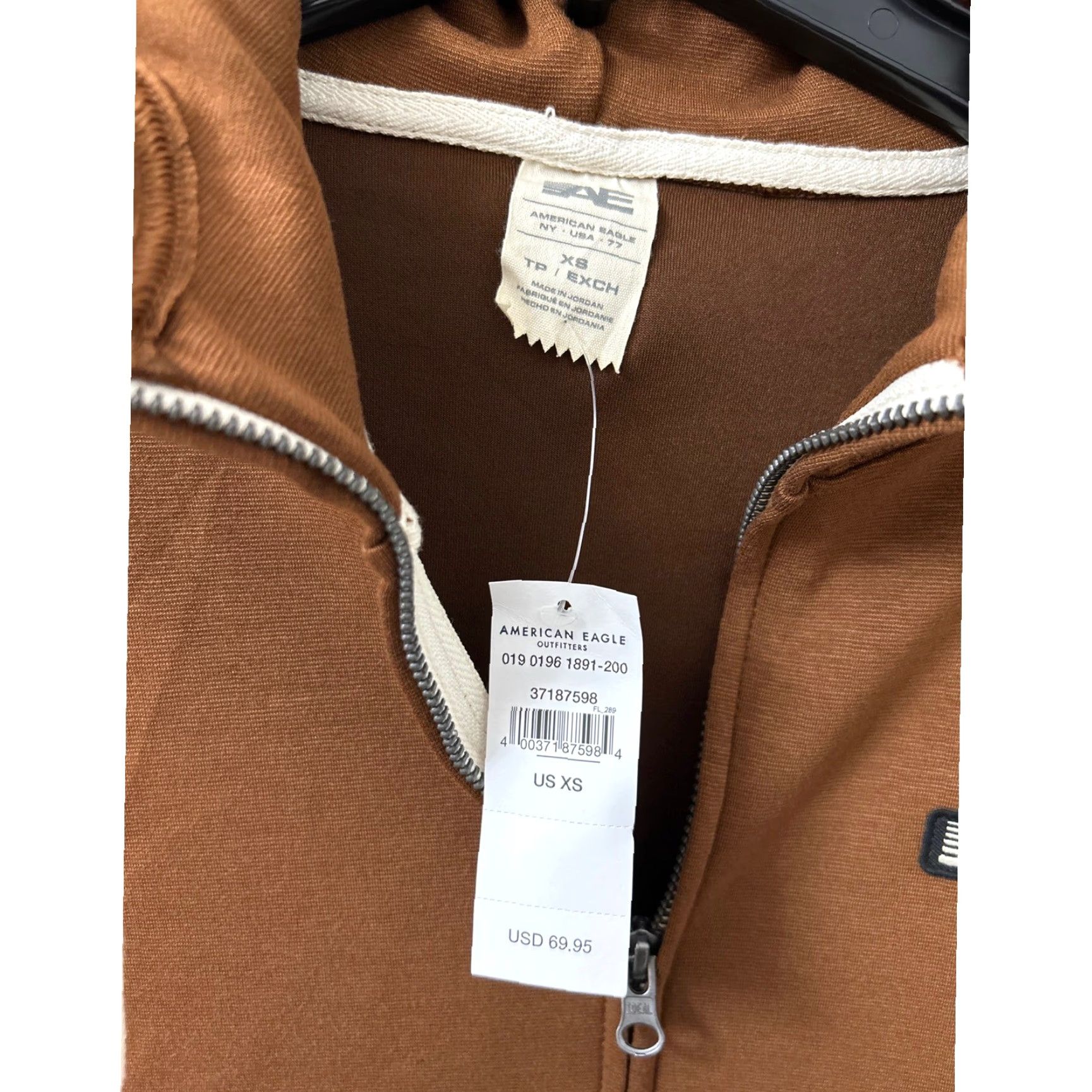 American Eagle Outfitters American Eagle Outfitters Hoodie Mens XS Brown Full Zip Logo Graphic Long Sleeve Sweatshirt Size US XS / EU 42 / 0 - 4 Thumbnail