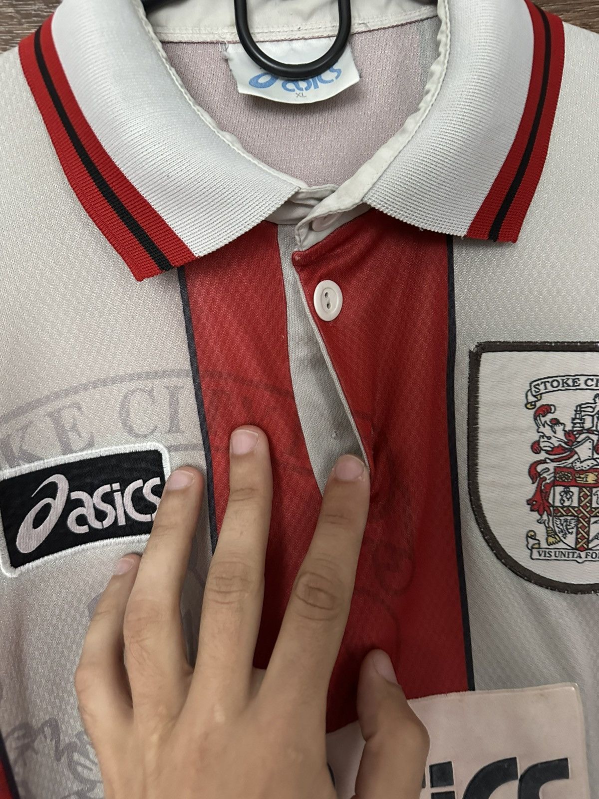 Asics 1996/1997 Stoke City Asics Vintage Soccer Jersey T-Shirt Kit Size US XL / EU 56 / 4 - 8 Thumbnail